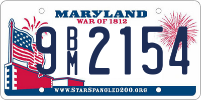 MD license plate 9BM2154