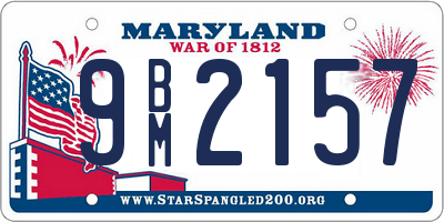 MD license plate 9BM2157