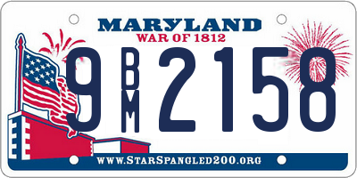 MD license plate 9BM2158