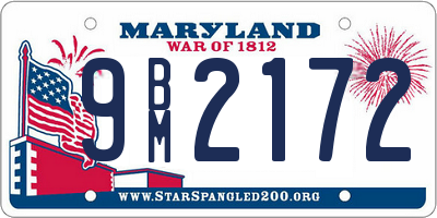 MD license plate 9BM2172