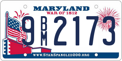 MD license plate 9BM2173