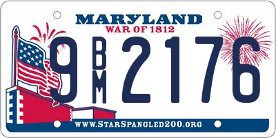 MD license plate 9BM2176