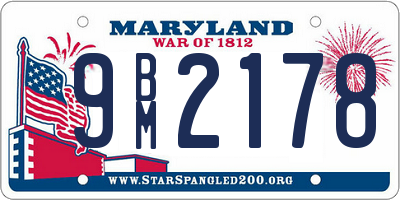 MD license plate 9BM2178