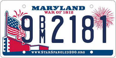 MD license plate 9BM2181