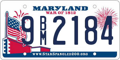 MD license plate 9BM2184