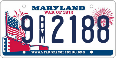 MD license plate 9BM2188