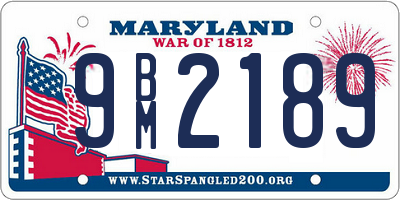 MD license plate 9BM2189