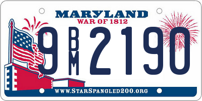 MD license plate 9BM2190