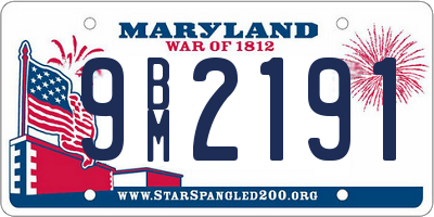 MD license plate 9BM2191