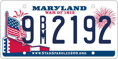 MD license plate 9BM2192