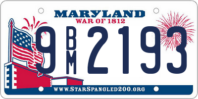 MD license plate 9BM2193