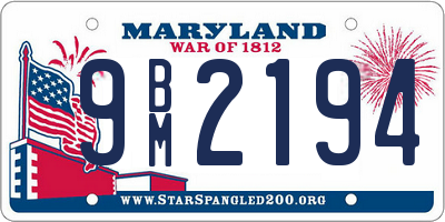 MD license plate 9BM2194