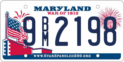 MD license plate 9BM2198