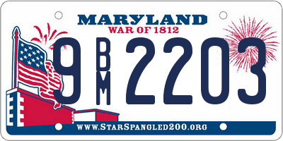 MD license plate 9BM2203