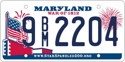 MD license plate 9BM2204