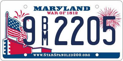 MD license plate 9BM2205