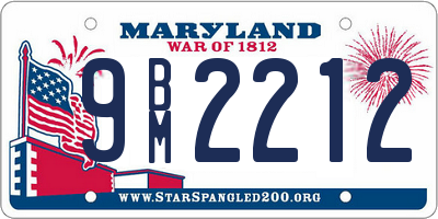 MD license plate 9BM2212