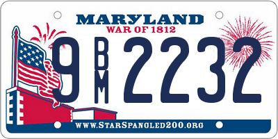 MD license plate 9BM2232