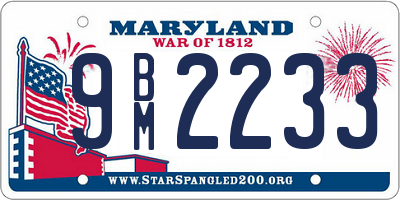 MD license plate 9BM2233