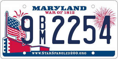 MD license plate 9BM2254