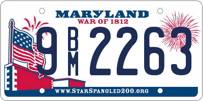 MD license plate 9BM2263