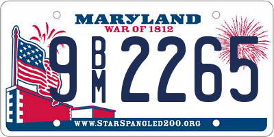 MD license plate 9BM2265