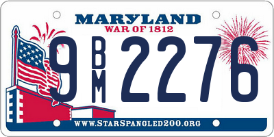 MD license plate 9BM2276