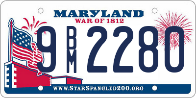 MD license plate 9BM2280