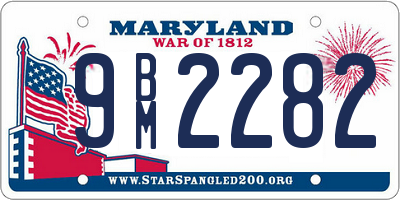 MD license plate 9BM2282