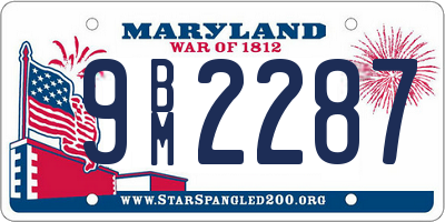 MD license plate 9BM2287