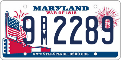 MD license plate 9BM2289