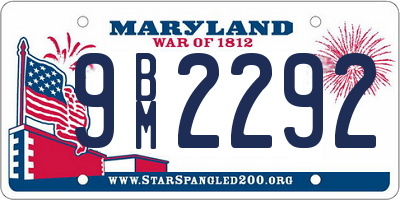 MD license plate 9BM2292