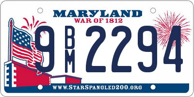 MD license plate 9BM2294