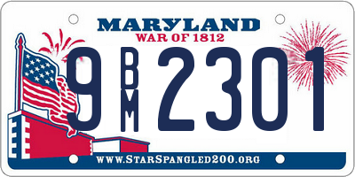 MD license plate 9BM2301