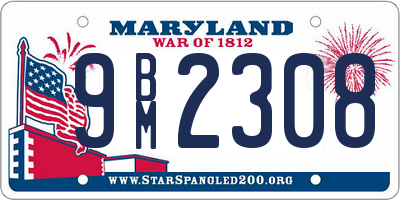 MD license plate 9BM2308