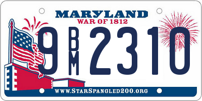 MD license plate 9BM2310