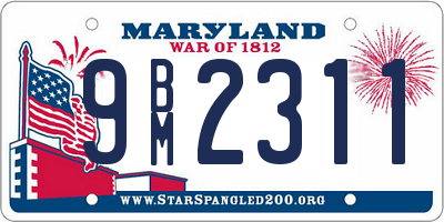 MD license plate 9BM2311