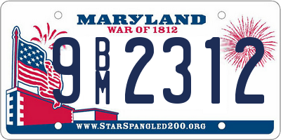 MD license plate 9BM2312