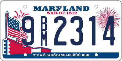 MD license plate 9BM2314