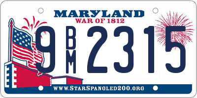 MD license plate 9BM2315