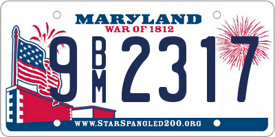 MD license plate 9BM2317