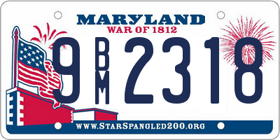 MD license plate 9BM2318