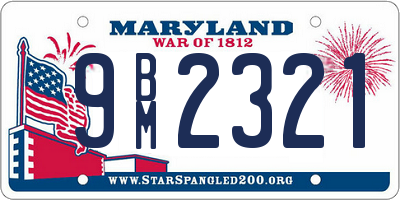 MD license plate 9BM2321