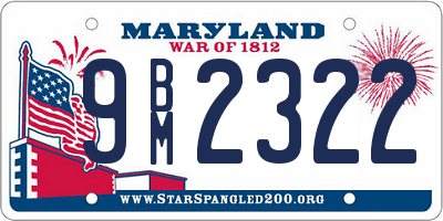 MD license plate 9BM2322