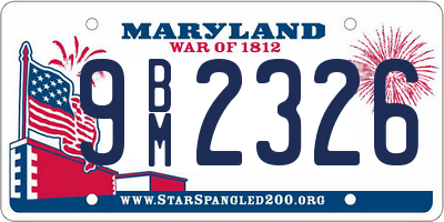 MD license plate 9BM2326