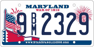 MD license plate 9BM2329