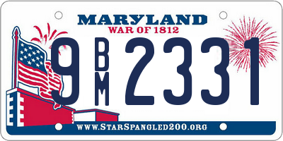 MD license plate 9BM2331