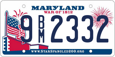 MD license plate 9BM2332