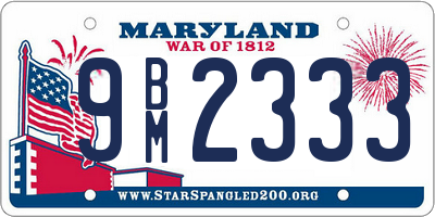 MD license plate 9BM2333