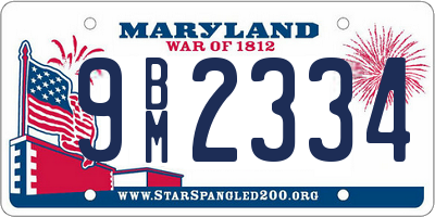 MD license plate 9BM2334